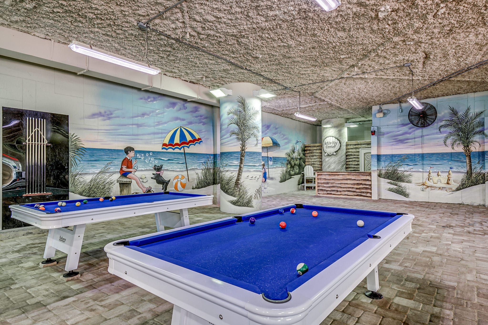 Indoor pool tables at Dunes Village Resort in Myrtle Beach.