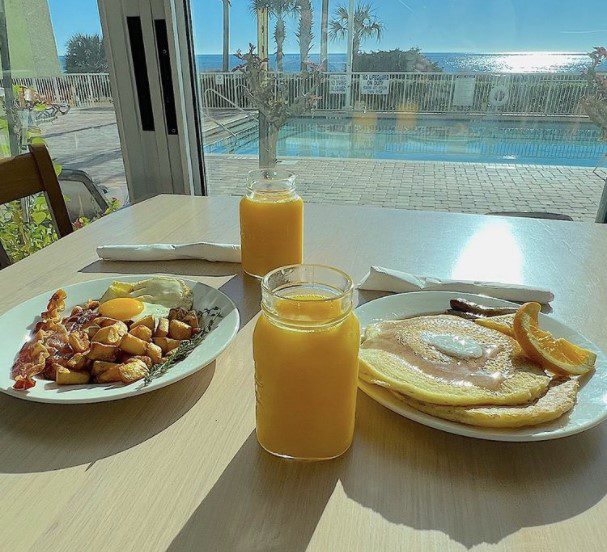 Breakfast with an oceanfront view at Dunes Village Resort in Myrtle Beach.