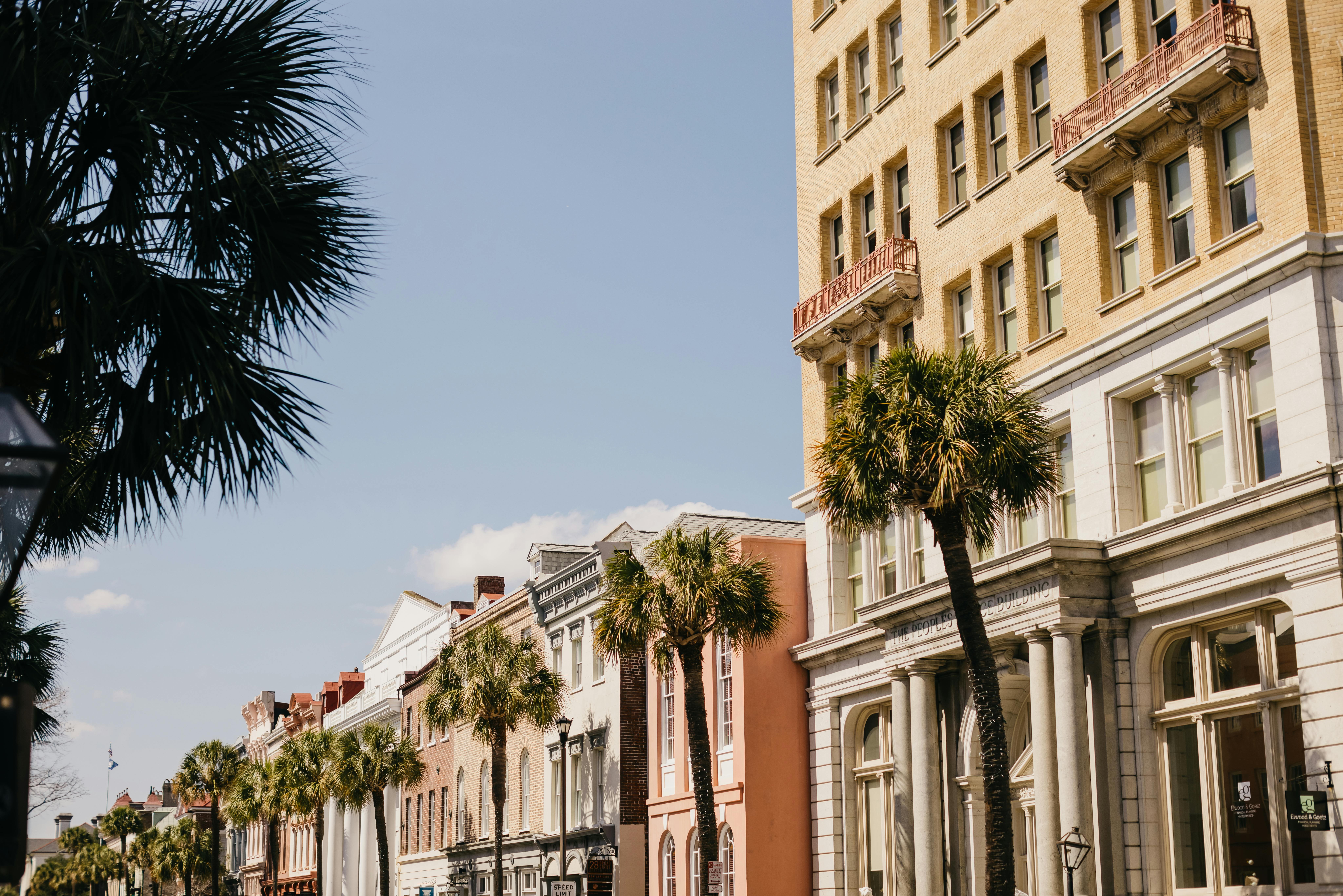 A row of historic homes in downtown Charleston, South Carolina.