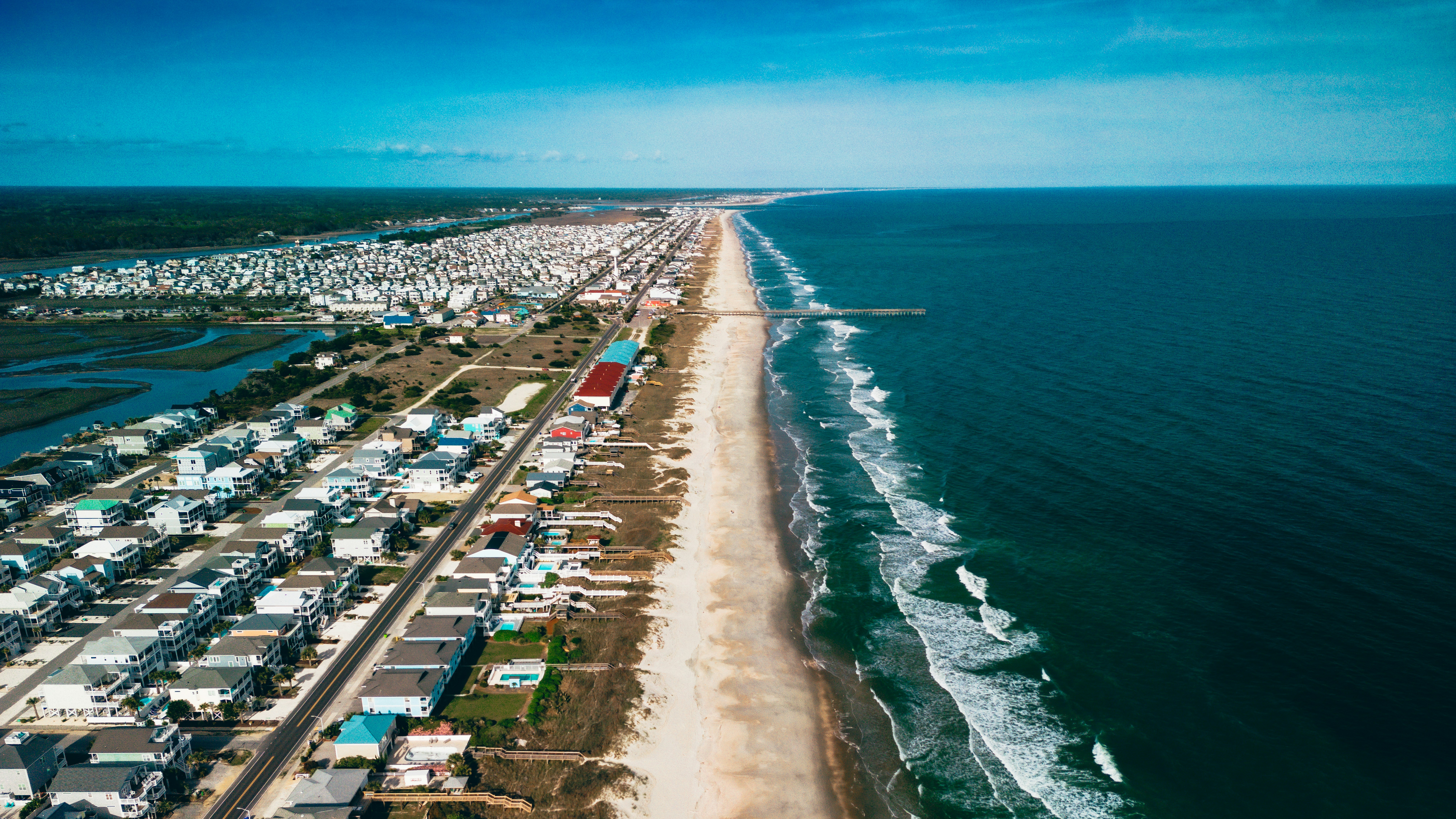 Aerial view of Ocean Isle Beach, North Carolina.