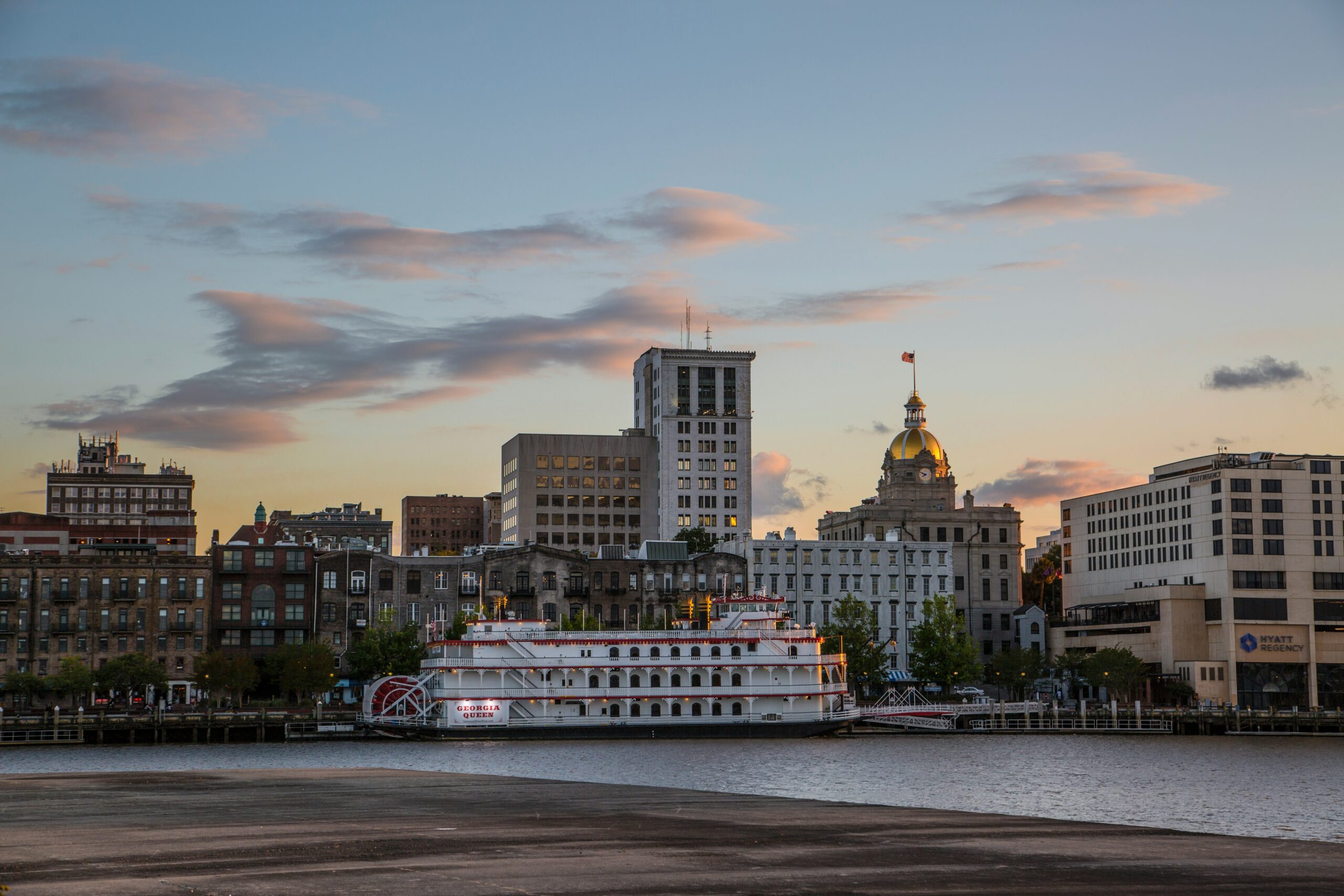 Waterfront view of Savannah, Georgia.