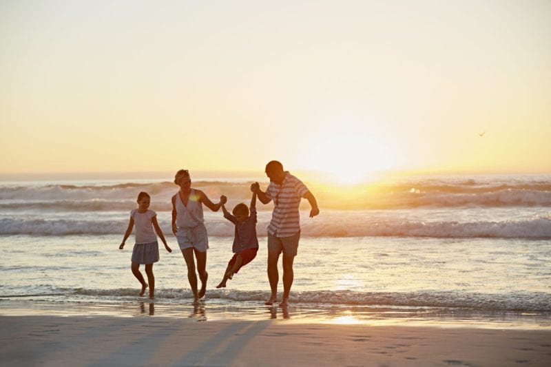 Family on the Beach at the Best family friendly hotel in Myrtle Beach