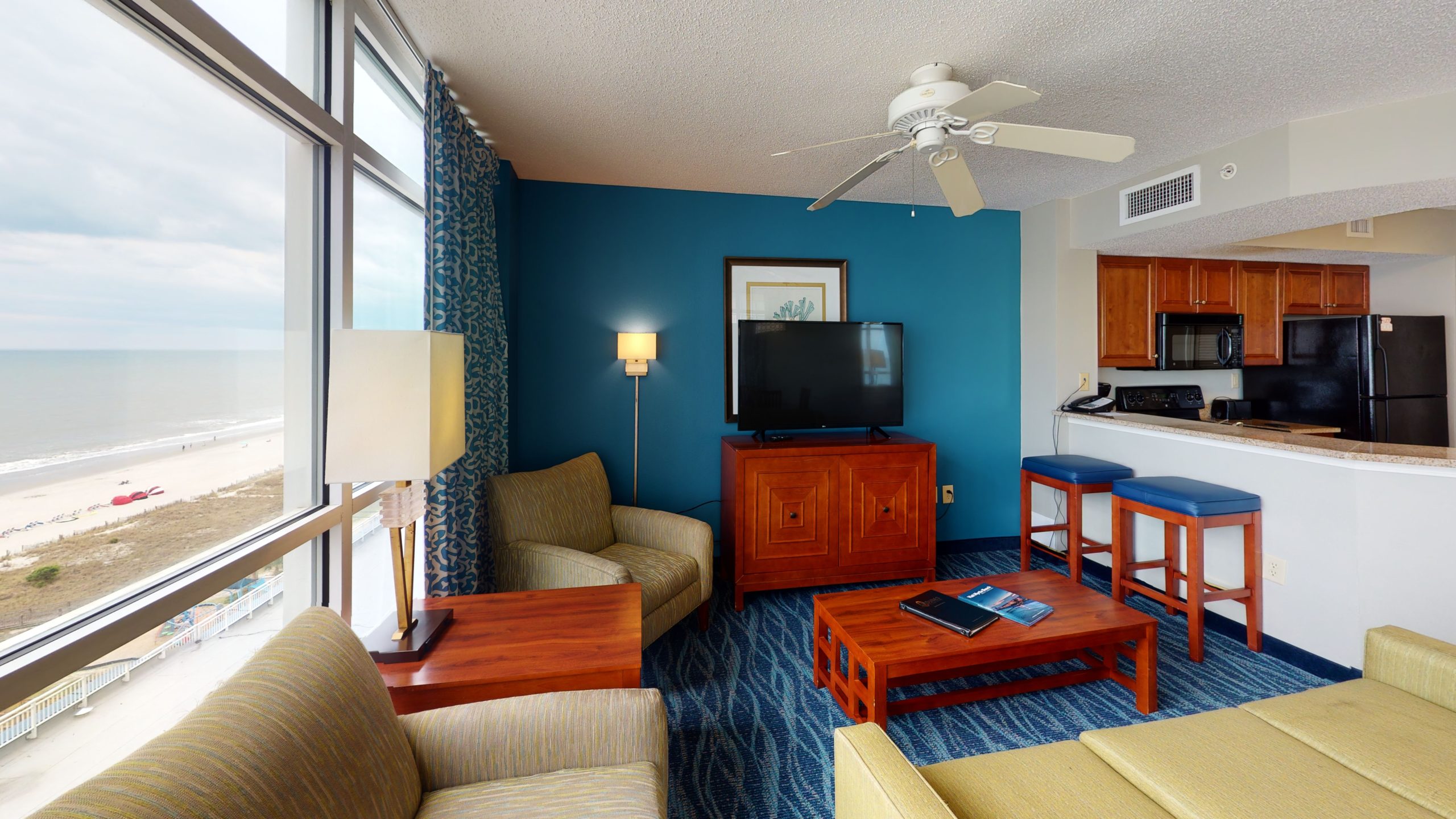 Living area suite at Dunes Village Resort in Myrtle Beach.