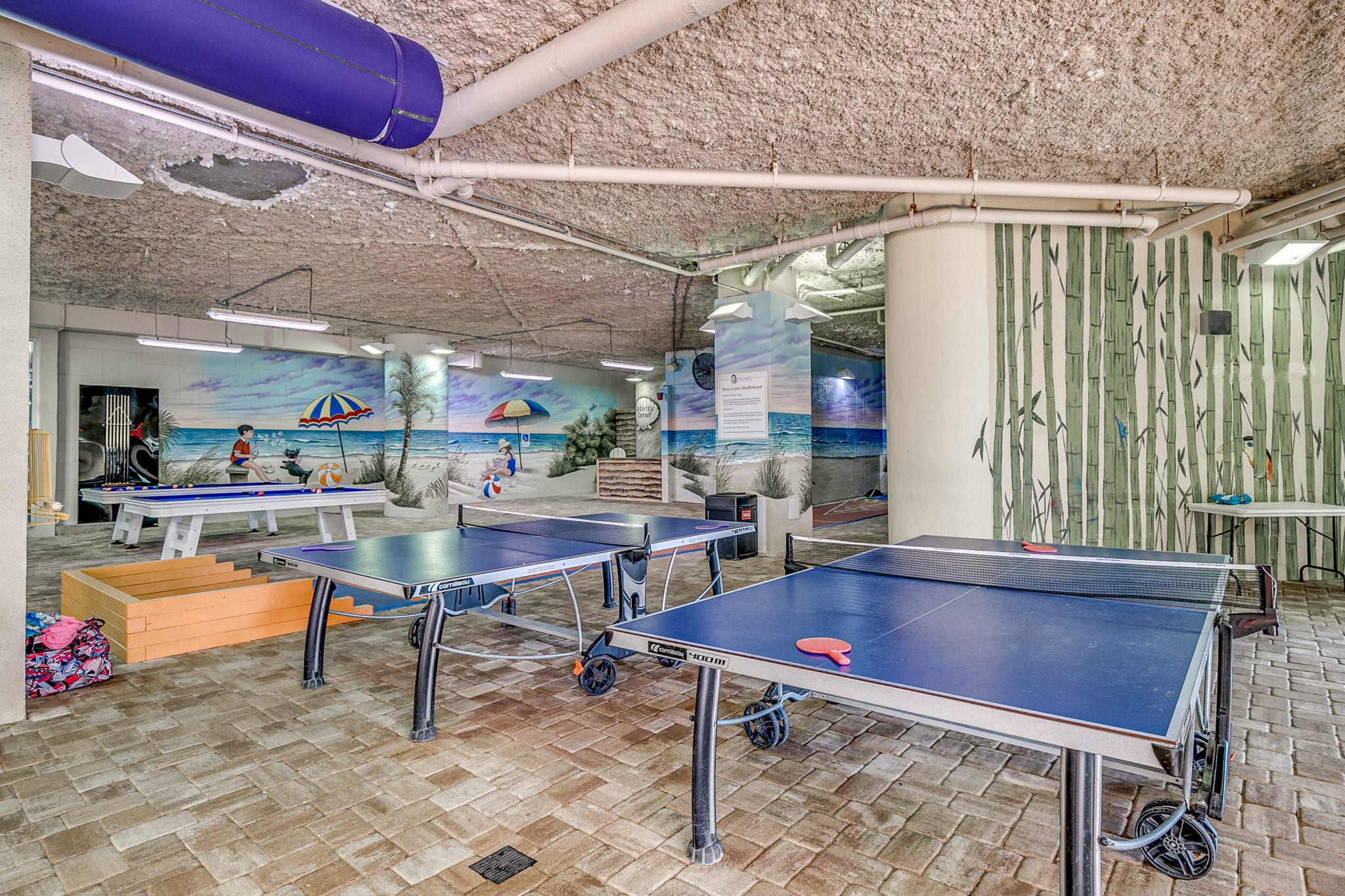 Indoor table tennis at Dunes Village Resort in Myrtle Beach.