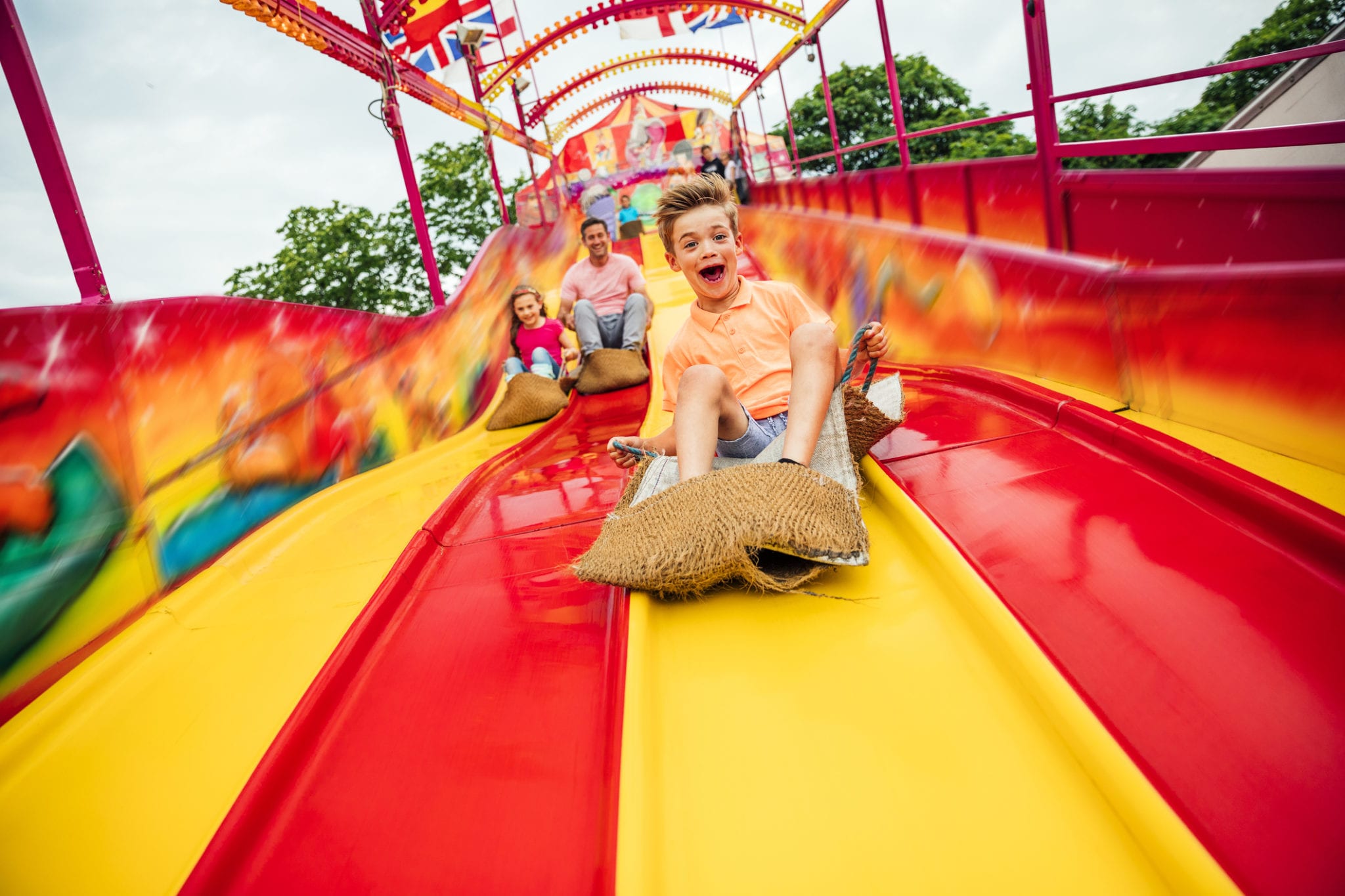 Family On Slide In Myrtle Beach